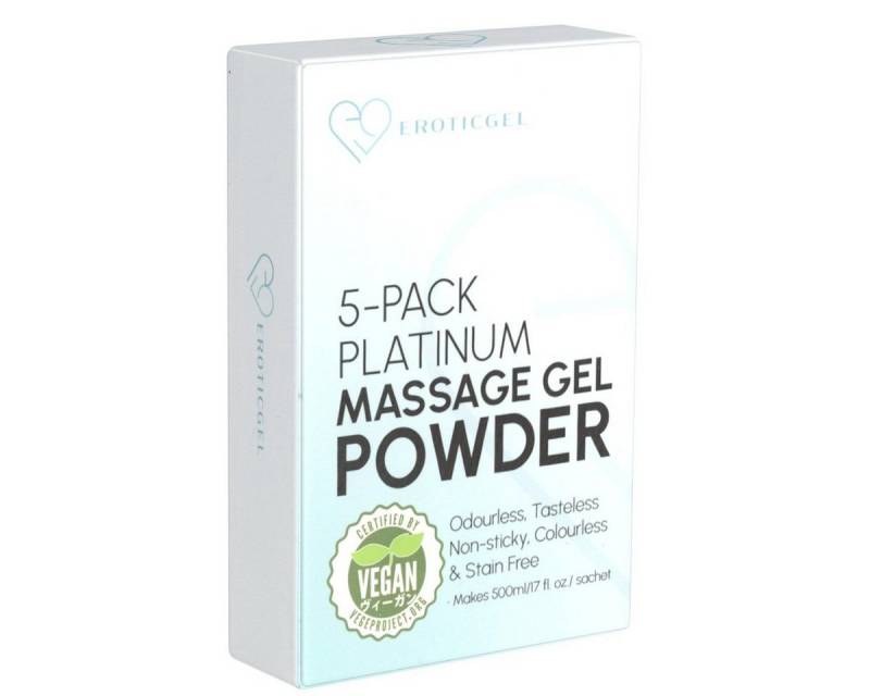 EROTICGEL Gleit- und Massagegel Nuru Massage Gel Powder - Platinum, TRAVEL PACK, 5 Sachets mit je 5g (insgesamt 25g), japanisches Massagegel-Pulver aus natürlichen Inhaltsstoffen von EROTICGEL