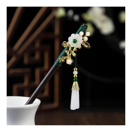 1 x Holz-Haarnadel im chinesischen Stil, Blumen-Haarnadel mit Quaste, elegante Damen-Haarspange, Haarschmuck, Vintage-Stil (14) von ERQIAO