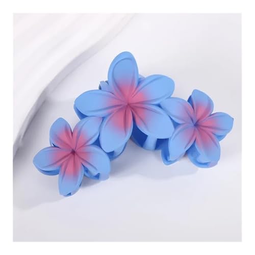 Haifisch-Clip, Haifischclip, Haarnadel, Kopfschmuck, Haarschmuck für Damen, 2 Stück, 11 cm, 3 Frangipani-Blumen (M, Blau-Violett) von ERQIAO
