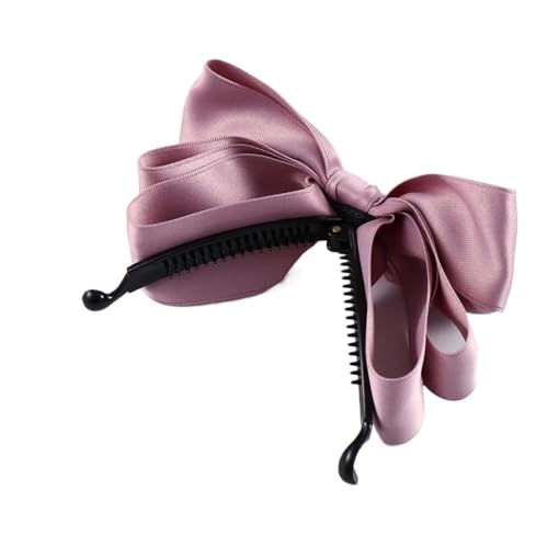 Korea-Bandschleife, Bananen-Clip, Kunstperle, vertikaler Pferdeschwanz-Clip, süße Haarnadel, modischer Haarschmuck für Damen, Rosa von ERQIAO