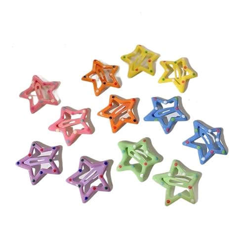 Y2K Haarspangen mit bunten Sternen, 3/10/12 Stück, für Damen, Haarnadel, Seitliche Haarspangen, Haarschmuck, Kinder-Kopfbedeckung, Haarschmuck (Hellgrün) von ERQIAO