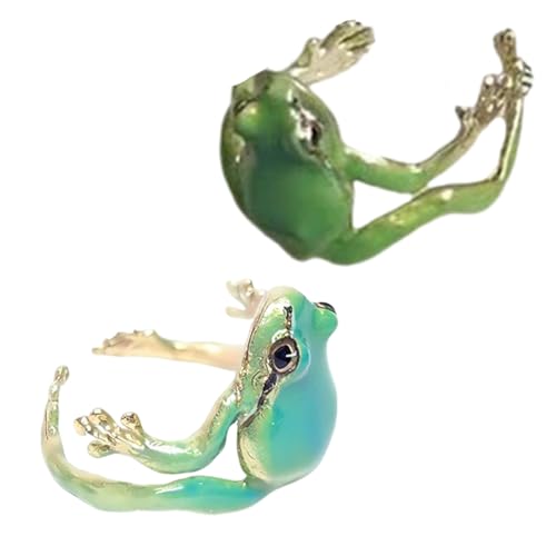 2 Stück Baumfrösche Ringe, stilvoller Schmuck für Damen und Herren, verstellbare Größe, elegantes Accessoire für Partys, trendiger Kostümschmuck 2 Stück Baumfrösche Ringe, stilvoller Schmuck für Damen und Herren, verstellbare Größe, elegantes Accessoire für Partys, trendiger Kostümschmuck von ERRORY