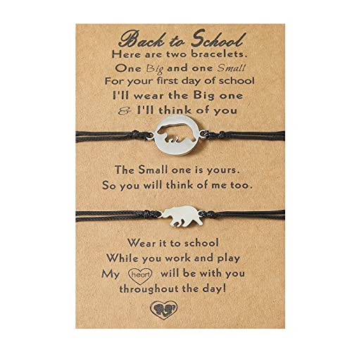 2 Stück europäische und Edelstahl-Hohlbär Schulsaison Eltern-Kind-Karte handgewebte Armbänder geflochtene Armbänder für Frauen und Kinder von ERRORY