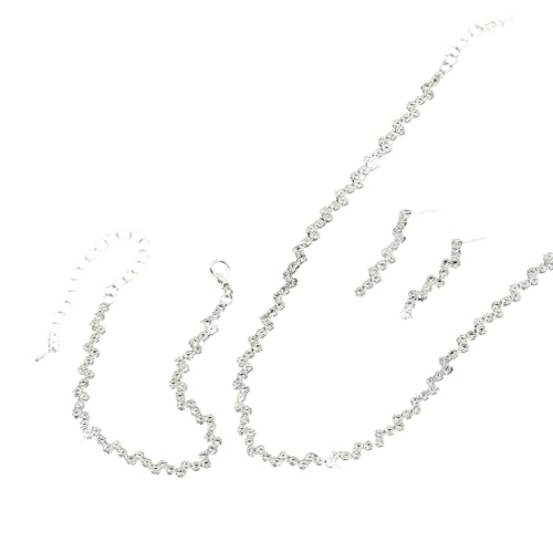 Anspruchsvolles Hochzeitsschmuck-Set, zartes Brautschmuck-Set mit Strass-Halskette und Ohrringen, verstellbare Kettenlänge Anspruchsvolles Hochzeitsschmuck-Set, zartes Brautschmuck-Set mit Strass-Halskette und Ohrringen, verstellbare Kettenlänge von ERRORY