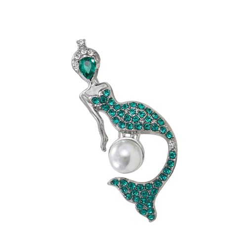 Auffällige Meerjungfrauen-Brosche mit Strasssteinen, tragbares Schmuck-Accessoire für Themen-Events, stilvolle Outfits, Freizeitkleidung, Meerjungfrauen-Brosche, Einheitsgröße, Wie beschrieben von ERRORY