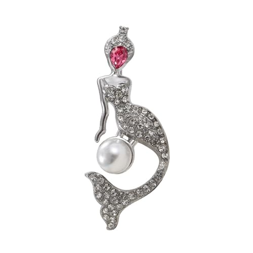 Auffällige Meerjungfrauen-Brosche mit Strasssteinen, tragbares Schmuck-Accessoire für Themen-Events, stilvolle Outfits, Freizeitkleidung, Meerjungfrauen-Brosche, Einheitsgröße, Wie beschrieben von ERRORY