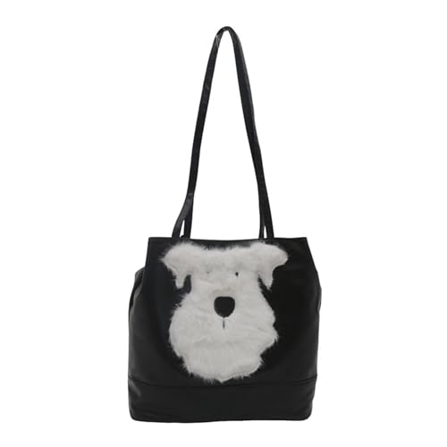 Cartoon-Hunde-Handtasche für Damen, geräumige und praktische Schultasche, PU-Schultertasche, Rucksack, Umhängetasche für den täglichen Gebrauch, lässige Bürotasche, Schwarz , One Size Cartoon-Hunde-Handtasche für Damen, geräumige und praktische Schultasche, PU-Schultertasche, Rucksack, Umhängetasche für den täglichen Gebrauch, lässige Bürotasche, Schwarz , One Size von ERRORY