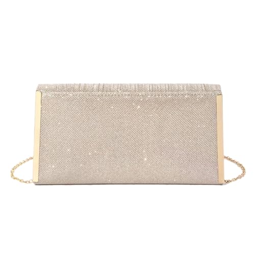 Damen Flap Bag Geldbörsen Glitzer Party Hochzeit Abend Taschen Umschlag Handtasche Schulter Crossbody Geldbörse Damen Geldbörse, champagnerfarben, One Size von ERRORY