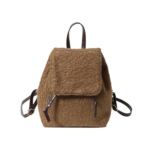 Damen-Plüsch-Rucksack, geräumige Schultasche, pelzig, lässig, Kordelzug, Tagesrucksack für Komfort und Stil bei jeder Gelegenheit, modische Eimertasche, khaki, One Size Damen-Plüsch-Rucksack, geräumige Schultasche, pelzig, lässig, Kordelzug, Tagesrucksack für Komfort und Stil bei jeder Gelegenheit, modische Eimertasche, khaki, One Size von ERRORY