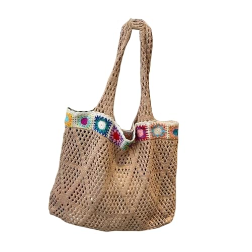 Damen Stickerei Strandtasche Aushöhlen Häkelstrick Schultertasche Große Kapazität Reise Handtasche für Urlaub Urlaub Modische Reisetaschen, khaki, One Size Damen Stickerei Strandtasche Aushöhlen Häkelstrick Schultertasche Große Kapazität Reise Handtasche für Urlaub Urlaub Modische Reisetaschen, khaki, One Size von ERRORY
