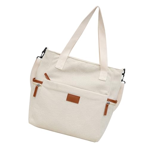 Damen-Umhängetasche, Cord, weicher Stoff, große Innenseite, Umhängetasche, Handtasche für Arbeit oder Schule, Studenten-Umhängetasche, weiß, One Size Damen-Umhängetasche, Cord, weicher Stoff, große Innenseite, Umhängetasche, Handtasche für Arbeit oder Schule, Studenten-Umhängetasche, weiß, One Size von ERRORY
