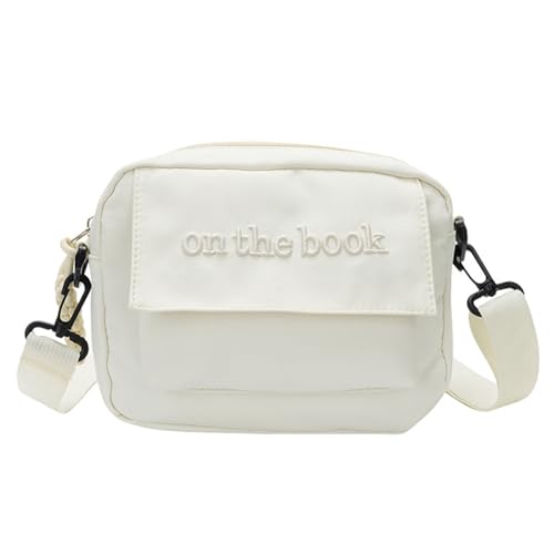 Damen-Umhängetasche aus Nylon, einfache Schultertasche, japanischer Stil, Kuriertasche, lässig, für Reisen, passend für Damen, Herren, Handy, einfaches Schulterbuch, weiß, One Size Damen-Umhängetasche aus Nylon, einfache Schultertasche, japanischer Stil, Kuriertasche, lässig, für Reisen, passend für Damen, Herren, Handy, einfaches Schulterbuch, weiß, One Size von ERRORY