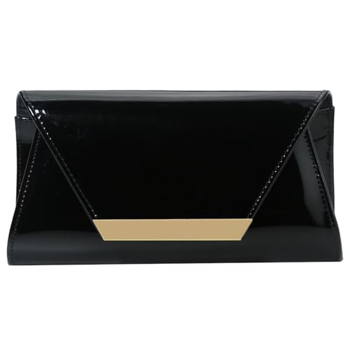 Damen Umschlagtasche PU-Leder Geldbörse Handtasche Stilvolle Umhängetasche Elegant Abend Kette Riemen Crossbody Frauen Abend Elegant Crossbody PU Leder Schultertasche Handtasche, Schwarz , One Size von ERRORY