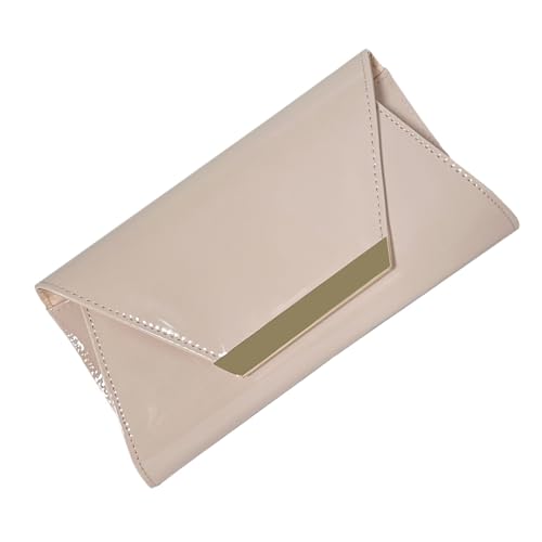 Damen Umschlagtasche PU-Leder Geldbörse Handtasche Stilvolle Umhängetasche Elegant Abend Kette Riemen Crossbody Frauen Abend Elegant Crossbody PU Leder Schultertasche Handtasche, aprikose, One Size von ERRORY