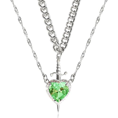 ERRORY 2-teiliges Halsketten-Set mit Herz und Schwertern symbolisiert die Vereinigung von Geist und Mut, mit stabiler schwarzer Beschichtung für den täglichen Gebrauch, einzigartiges, bedeutungsvolles von ERRORY
