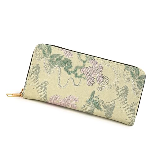 ERRORY Ancient Art Inspired Long Wallet Coin Purse with Premium PU and Large Capacity Card Pockets Portable Phone Holder PU Leather Business Card Holder, grün, Mass Beauty von ERRORY