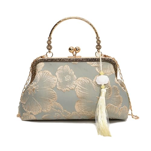 ERRORY Anspruchsvolle Umhängetasche mit Cheongsam und Kette, Umhängetasche, Handtasche für modische Frauen, mit abnehmbarem Riemen, Kuriertasche, grün, One Size von ERRORY