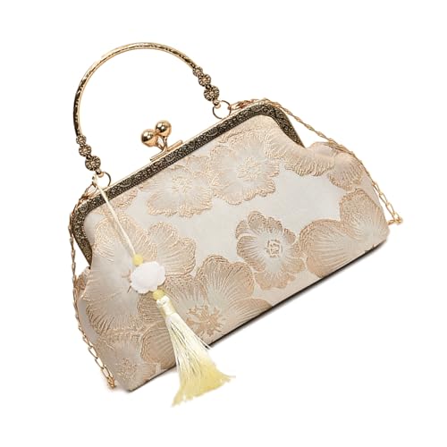 ERRORY Anspruchsvolle Umhängetasche mit Cheongsam und Kette, Umhängetasche, Handtasche für modische Frauen, mit abnehmbarem Riemen, Kuriertasche, weiß, One Size von ERRORY