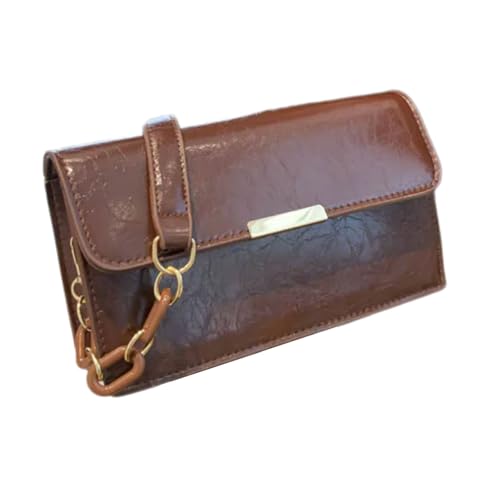 ERRORY Anspruchsvolle Unterarmtasche aus PU-Leder, quadratische Tasche für Damen, Schultertasche, Kontrastfarbe, vielseitige Umhängetasche für Damen, braun, One Size von ERRORY