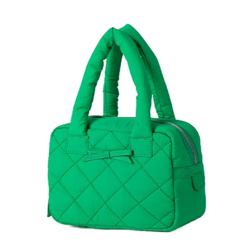 ERRORY Anspruchsvolle gesteppte Nylon-Geldbörse mit Schleife für Büro und Freizeit, Aktivitätspolsterung, Karomuster, kleine Handtasche, elegante Pendlertasche aus Nylon, grün, One Size von ERRORY