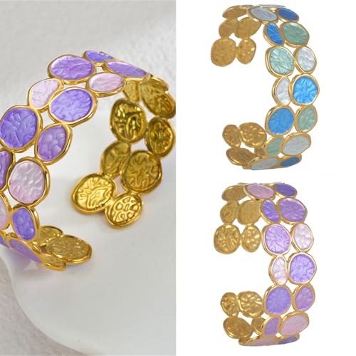 ERRORY Armreif mit flexibler Öffnung, handgefertigt, Öltropfenmuster, leicht, bequeme Passform, Armband für Damen und Jugendliche, flexible Größe, modische Hand, Einheitsgröße, Wie beschrieben von ERRORY