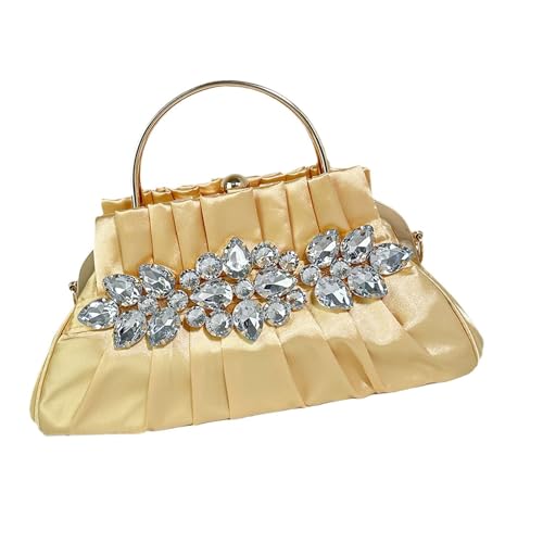 ERRORY Damen Abend-Clutches Tasche, plissiert, Abend-Handtasche, Schultertasche, Strass, Kettenriemen, Crossbody-Tasche, Damen, plissiert, Handtasche, Strass, Crossbody-Kupplung, gold, One Size ERRORY Damen Abend-Clutches Tasche, plissiert, Abend-Handtasche, Schultertasche, Strass, Kettenriemen, Crossbody-Tasche, Damen, plissiert, Handtasche, Strass, Crossbody-Kupplung, gold, One Size von ERRORY