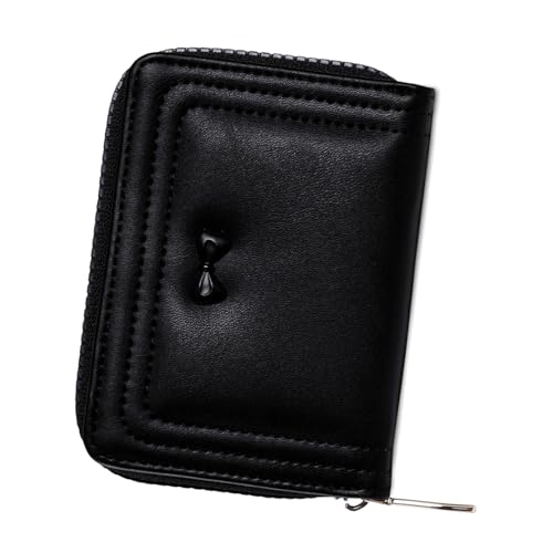 ERRORY Damen-Geldbörse, einfache Faltbörse, PU-Leder, dünn, kurz, kleine Bifolds, Bargeld, Kartenhalter, Tasche, kompakte Damengeldbörse, Schwarz , Mass Beauty von ERRORY