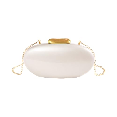 ERRORY Damen-Schultertasche in Eierform, Acryl, Abendtasche, Kettenriemen, Abend-Clutches, Handtasche, Geldbörse für Party, Abschlussball, Eierform, für Damen, Kettenriemen, Schulter-Clutch, weiß, One ERRORY Damen-Schultertasche in Eierform, Acryl, Abendtasche, Kettenriemen, Abend-Clutches, Handtasche, Geldbörse für Party, Abschlussball, Eierform, für Damen, Kettenriemen, Schulter-Clutch, weiß, One von ERRORY
