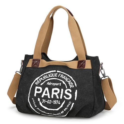 ERRORY Damen-Umhängetasche aus Segeltuch, modische Schultertasche mit viel Platz und verstellbarem Riemen für den täglichen Gebrauch, große Umhängetasche für Damen, Schwarz , One Size ERRORY Damen-Umhängetasche aus Segeltuch, modische Schultertasche mit viel Platz und verstellbarem Riemen für den täglichen Gebrauch, große Umhängetasche für Damen, Schwarz , One Size von ERRORY