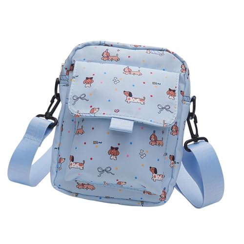 ERRORY Damen-Umhängetasche mit Cartoon-Dackel-Druck, japanische kleine Reise-Schultertasche mit verstellbarem Riemen, Crossbody-Tasche, hellblau, One Size ERRORY Damen-Umhängetasche mit Cartoon-Dackel-Druck, japanische kleine Reise-Schultertasche mit verstellbarem Riemen, Crossbody-Tasche, hellblau, One Size von ERRORY