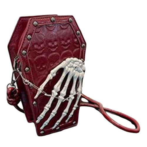 ERRORY Damentasche aus PU-Leder, Umhängetasche, Totenkopf, Handumhänge, Handy, Halloween, Messenger, Punk, Nieten, PU-Leder, Umhängetasche, Totenkopf, Hand, Schultertasche, Halloween, Handy, rot, One ERRORY Damentasche aus PU-Leder, Umhängetasche, Totenkopf, Handumhänge, Handy, Halloween, Messenger, Punk, Nieten, PU-Leder, Umhängetasche, Totenkopf, Hand, Schultertasche, Halloween, Handy, rot, One von ERRORY