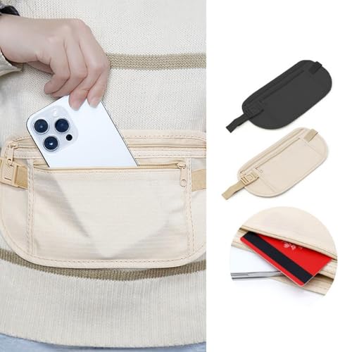 ERRORY Dünner Laufgürtel, wasserabweisend, für Damen und Herren, verstellbare Gürteltasche, 2 Taschen, Handyhalter für Spaziergänge, Hüfttasche, Schwarz , One Size ERRORY Dünner Laufgürtel, wasserabweisend, für Damen und Herren, verstellbare Gürteltasche, 2 Taschen, Handyhalter für Spaziergänge, Hüfttasche, Schwarz , One Size von ERRORY
