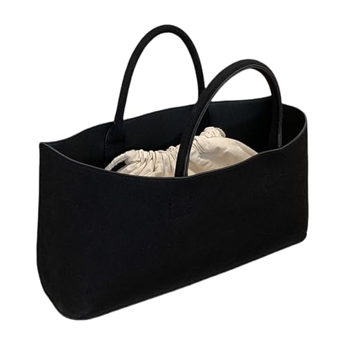 ERRORY Einzigartige Büchertasche mit großem Fassungsvermögen für Damen, praktische PU-Leder-Tasche mit Tragegriff oben, modische Handtasche, Büro, Outdoor, Freizeit, Schwarz , One Size von ERRORY