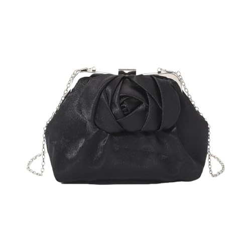 ERRORY Einzigartige Handtasche mit Rosenmotiv, weiche Schultertasche, Umhängetasche, für Brautschmuck, Abschlussball, modische Abendtasche, einzigartige Blumen-Clutch, Schwarz , One Size ERRORY Einzigartige Handtasche mit Rosenmotiv, weiche Schultertasche, Umhängetasche, für Brautschmuck, Abschlussball, modische Abendtasche, einzigartige Blumen-Clutch, Schwarz , One Size von ERRORY