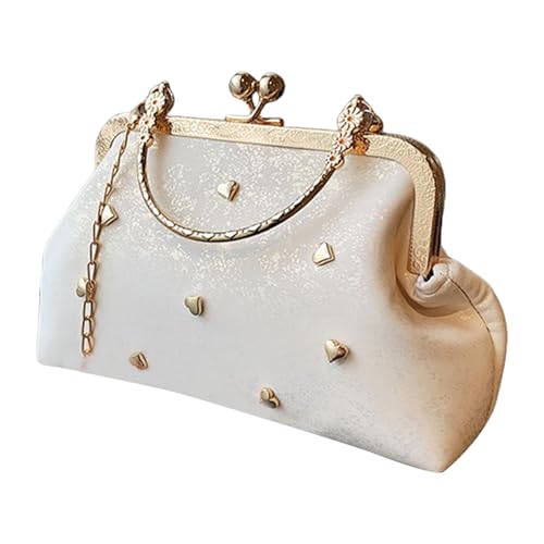 ERRORY Elegante Abendtasche mit Herzmotiv, PU-Leder, Handtasche mit Kette, zarte Schultertaschen, Crossbody-Tasche für Damen, Mehrzweck-Geldbörse, weiß, One Size ERRORY Elegante Abendtasche mit Herzmotiv, PU-Leder, Handtasche mit Kette, zarte Schultertaschen, Crossbody-Tasche für Damen, Mehrzweck-Geldbörse, weiß, One Size von ERRORY