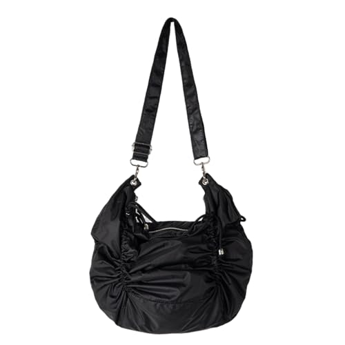 ERRORY Elegante Umhängetasche, japanisch, koreanisch, Kordelzug, plissiert, Schultertasche für modische Frauen, lässige Umhängetasche, Schwarz , One Size ERRORY Elegante Umhängetasche, japanisch, koreanisch, Kordelzug, plissiert, Schultertasche für modische Frauen, lässige Umhängetasche, Schwarz , One Size von ERRORY