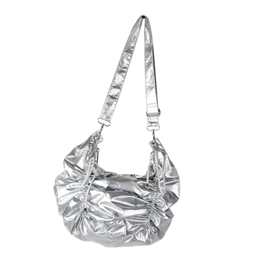 ERRORY Elegante Umhängetasche, japanisch, koreanisch, Kordelzug, plissiert, Schultertasche für modische Frauen, lässige Umhängetasche, silber, One Size ERRORY Elegante Umhängetasche, japanisch, koreanisch, Kordelzug, plissiert, Schultertasche für modische Frauen, lässige Umhängetasche, silber, One Size von ERRORY
