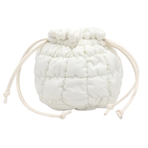 ERRORY Elegante gesteppte Tasche für Damen, Puffer-Eimer-Design mit abnehmbarem Riemen, weiche Polsterung, Schultertaschen für Reisen, Einkaufen, abnehmbarer Riemen, weiß, One Size ERRORY Elegante gesteppte Tasche für Damen, Puffer-Eimer-Design mit abnehmbarem Riemen, weiche Polsterung, Schultertaschen für Reisen, Einkaufen, abnehmbarer Riemen, weiß, One Size von ERRORY
