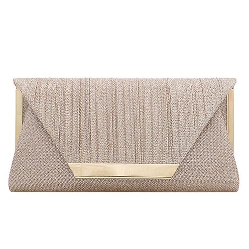 ERRORY Elegante glitzernde Tasche mit Kette für Damen, modische Umhängetasche, Abendtasche, für Hochzeit und Partys, Event, Clutch, gold, One Size von ERRORY