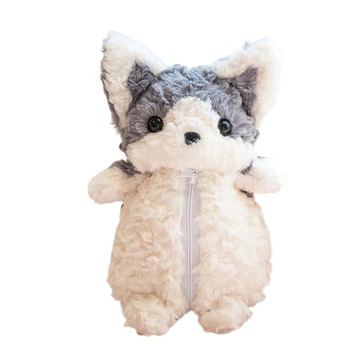 ERRORY Entzückendes Corgis Plüsch-Federmäppchen mit geräumigem Innenraum, multifunktionale Kosmetiktasche, großes Fassungsvermögen, Geschenk, Plüsch-Hundetasche, grau von ERRORY