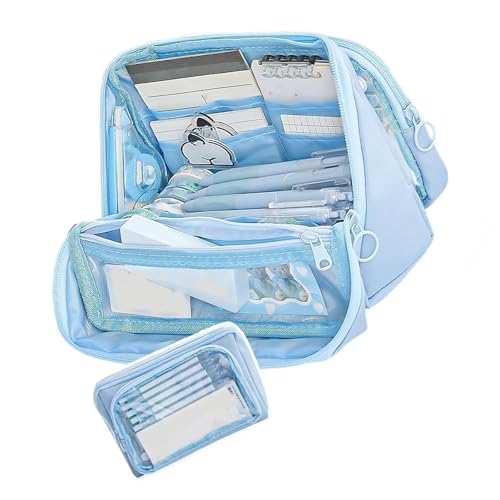 ERRORY Federmäppchen mit großem Fassungsvermögen, ästhetisches Stifteetui, Schulbedarf zum Organisieren von Markern und Zubehör, ästhetische Tasche, einfache Box, Schule, Bürobedarf, blau von ERRORY