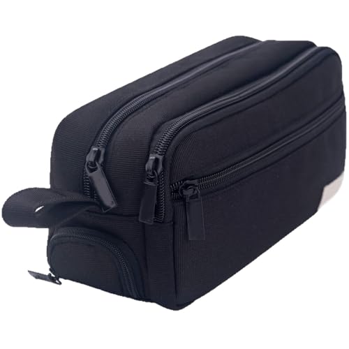 ERRORY Federmäppchen mit großem Fassungsvermögen, mehrschichtiges Etui, ästhetische Stiftebox für die Organisation von Schulbedarf, Stiftebox, mehrschichtige Tasche, Make-up, Schwarz von ERRORY