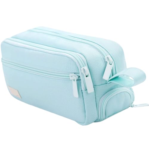 ERRORY Federmäppchen mit großem Fassungsvermögen, mehrschichtiges Etui, ästhetische Stiftebox für die Organisation von Schulbedarf, Stiftebox, mehrschichtige Tasche, Make-up, lichtgrün von ERRORY