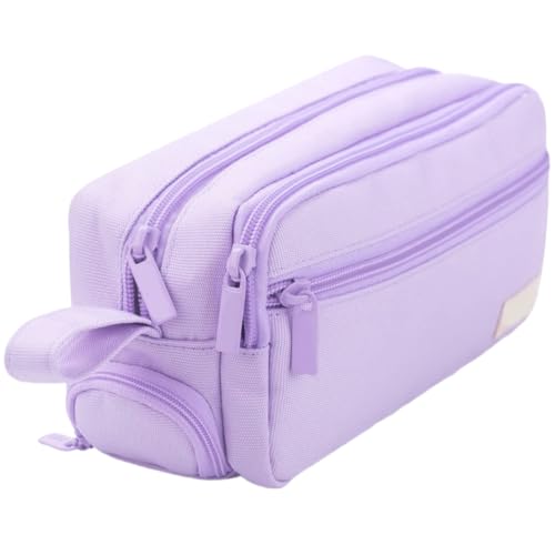 ERRORY Federmäppchen mit großem Fassungsvermögen, mehrschichtiges Etui, ästhetische Stiftebox für die Organisation von Schulbedarf, Stiftebox, mehrschichtige Tasche, Make-up, violett von ERRORY