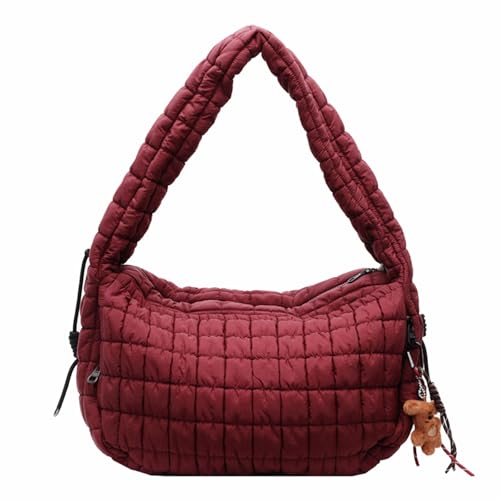 ERRORY Gepolsterte Umhängetasche für Damen, leicht, gesteppt, Nylon, Umhängetasche, Schultertasche für Pendler und Einkaufen, große Kapazität Handtasche, a, One Size von ERRORY
