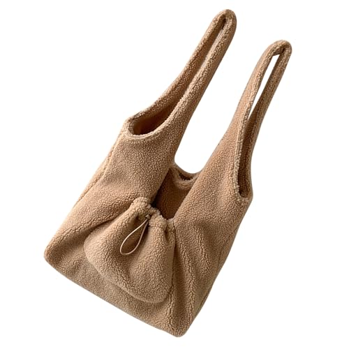 ERRORY Geräumige und weiche, lässige Schultertasche aus Lammwolle, einfarbig, Winter-Fleece-Handtasche, Studenten, Schule, Buchtasche, luxuriöse Lammwolle, aprikose, One Size ERRORY Geräumige und weiche, lässige Schultertasche aus Lammwolle, einfarbig, Winter-Fleece-Handtasche, Studenten, Schule, Buchtasche, luxuriöse Lammwolle, aprikose, One Size von ERRORY
