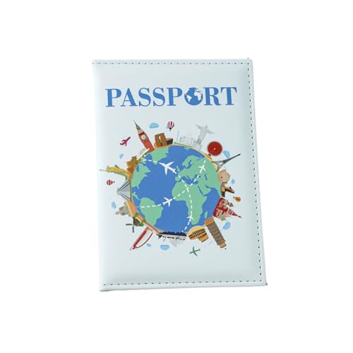 ERRORY Globale Reisepasshülle mit Farbdruck, PU-Leder, Kartenhalter für Kreditkarten, Reisepasshülle, PU-Leder, Reisepasshülle, Kreditkartenetui für Damen und Herren, hellblau, One Size von ERRORY