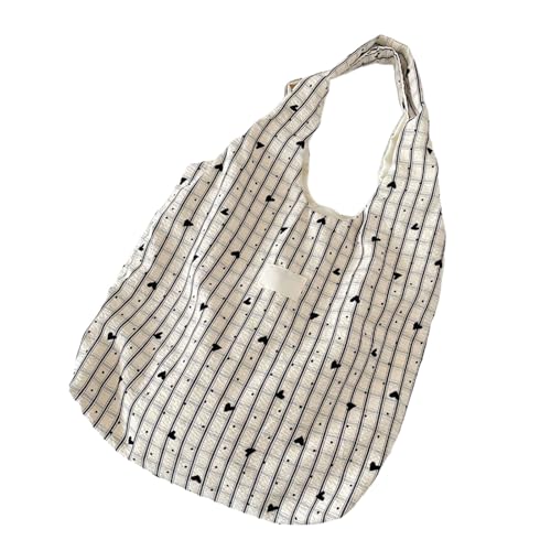 ERRORY Große Kapazität, Unterarmtasche für Damen, leichte und praktische Umhängetasche, bedruckt, Handtasche für den täglichen Pendler und Reisen, süßes Gitterherz, Striped Love Black, One Size von ERRORY