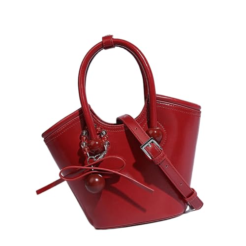 ERRORY Große Kapazität PU-Leder Korbtasche Crossbody Geldbörse Vintage Handabg Umhängetasche mit modischem Anhänger für den täglichen Gebrauch PU-Leder Umhängetasche, rot, One Size ERRORY Große Kapazität PU-Leder Korbtasche Crossbody Geldbörse Vintage Handabg Umhängetasche mit modischem Anhänger für den täglichen Gebrauch PU-Leder Umhängetasche, rot, One Size von ERRORY