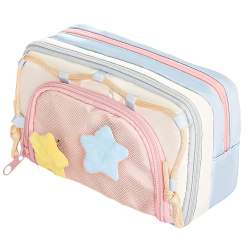 ERRORY Großes Federmäppchen mit mehreren Fächern, hohe Kapazität, Stiftebeutel, Reise-Make-up-Tasche für Büro, Schulbedarf, trendige Cartoon-Bleistifttaschen für Teenager, B von ERRORY